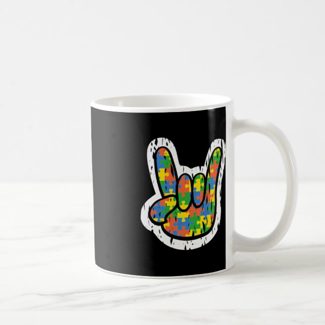 Taza De Café Mes de autismo sobre discapacidades de mano (Derecha)