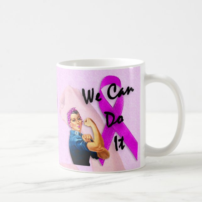 Taza De Café Mes de la conciencia del cáncer de pecho, Rosie el (Derecha)