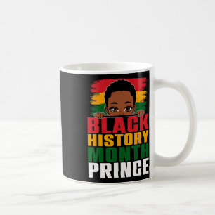 Taza De Café Mes de la Historia Negra Príncipe Niño Afro con Po