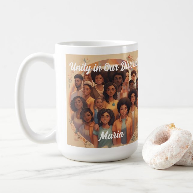 Taza De Café Mes de la Historia Negra Unidad en nuestra diversi (Con donut)