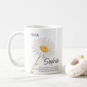 Taza De Café Mes de nacimiento Abril Flor Personalizada
