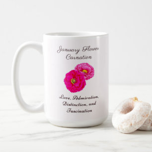 Taza De Café Mes de Nacimiento Enero Carnación Flor Elegante Fl