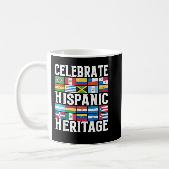 Taza De Café Mes del patrimonio hispano Bandera latina en todos (Izquierda)