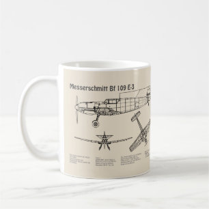 Taza De Café Messerschmitt Bf 109 - Airplane Blueprint SD