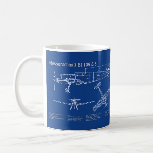 Taza De Café Messerschmitt Bf 109 - Plano aéreo AD (Izquierda)
