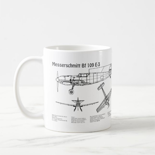 Taza De Café Messerschmitt Bf 109 - Plano de Avión BD (Izquierda)