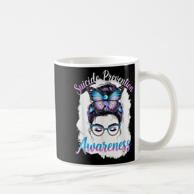 Taza De Café Messy Bun Girl Suicide Prevention Mental Health Gr (Derecha)