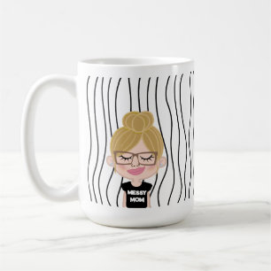 Taza De Café MESSY MOM   Cara(s) divertida(s) rayada(s) del Día