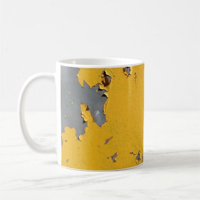 Taza De Café Metalizado amarillo roto: textura sucia. (Izquierda)