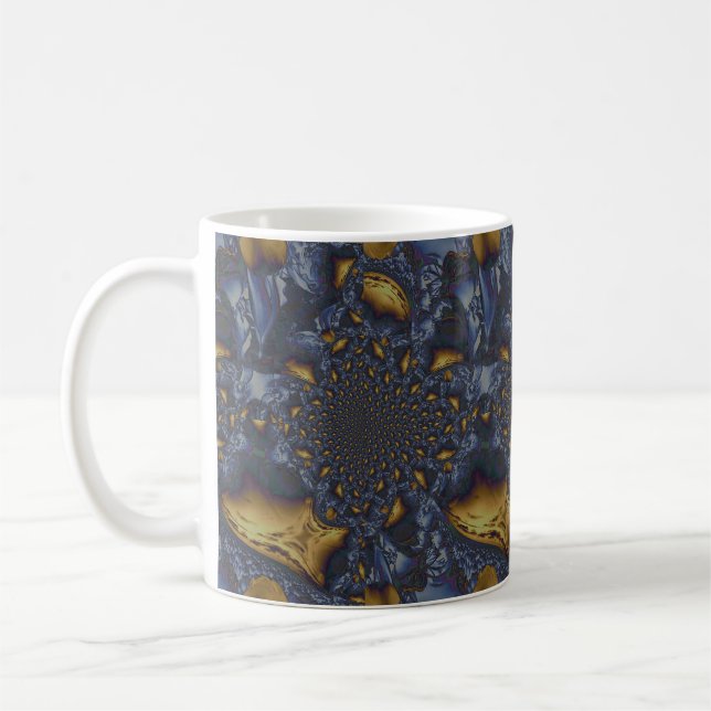 Taza De Café Metalizado de fundición azul dorada y plateada (Izquierda)