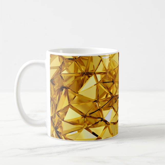 Taza De Café Metalizado geométrico de oro tridimensional (Izquierda)
