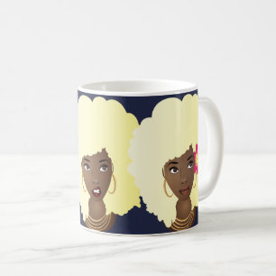 Taza De Café Metas del pelotón, azules marinos rubios del Afro