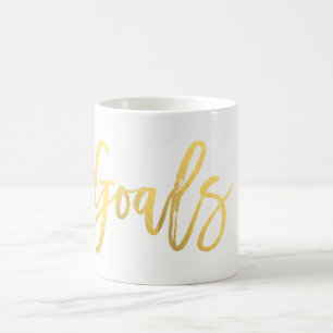 Taza De Café Metas Hoja de Oro Escritura Moderna Personalizadas