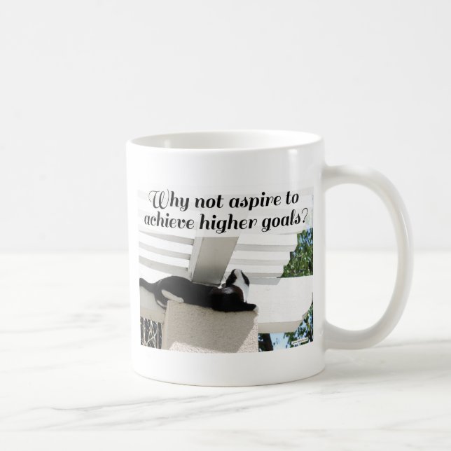 Taza De Café Metas más altas: discurso motivacional de gato clá (Derecha)