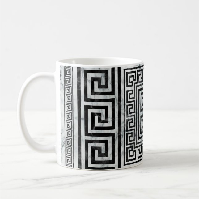 Taza De Café Metro griego - Mármol blanco y negro de clave grie (Izquierda)