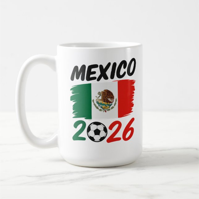 Taza De Café Mexico 2026 Soccer Fan Design with Football (Izquierda)