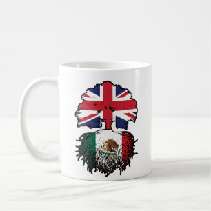 Taza De Café México Bandera de raíces de árboles británicos mex