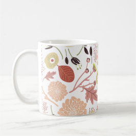 Taza De Café Mezcla Botánica Floral Playosa Peach Green Whimsic