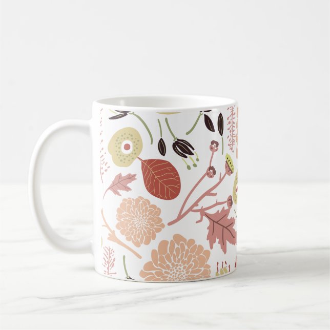 Taza De Café Mezcla Botánica Floral Playosa Peach Green Whimsic (Izquierda)