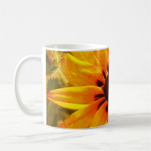 Taza De Café Mezcla clásica de fotos de flores amarillas