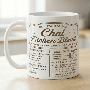 Taza De Café Mezcla de Chai de Cocina Vintage, Receta de Especi