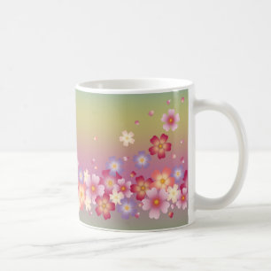 Taza De Café Mezcla de flores de sakura Kimono estilo arcoiris