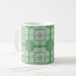 Taza De Café Mezcla de medallones verde y blanco