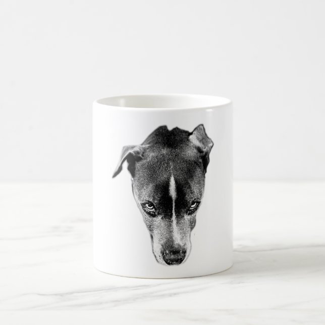 Taza De Café Mezcla de Pitbull Intenso Monocromo Retrato Mug (Centro)