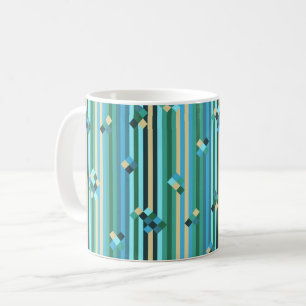 Taza De Café Mezcla de rayas - verde y azul