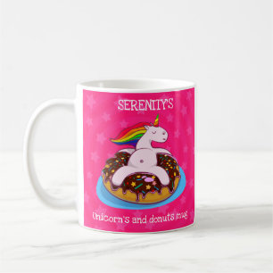 Taza De Café Mezcla personalizada de unicornios y donuts