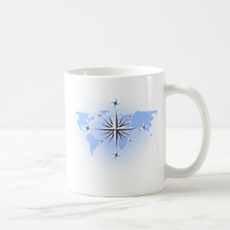 Taza De Café Mezclas de mapas mundiales de Rosas de brújula