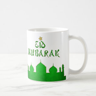 Taza De Café Mezquita de Oro Verde Eid Mubarak