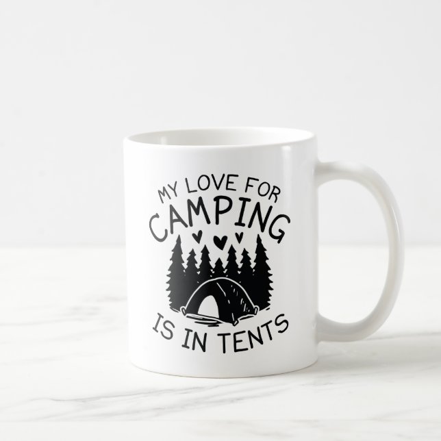 Taza De Café Mi Amor Por Acampar (Derecha)