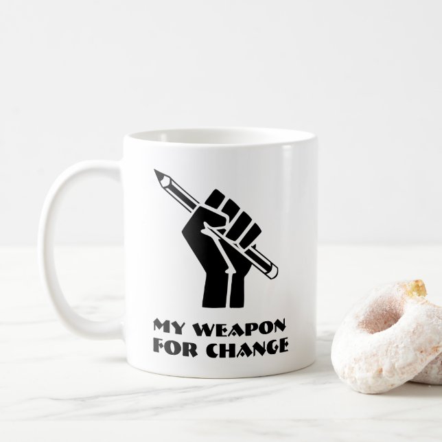 Taza De Café Mi arma para el cambio (Con donut)