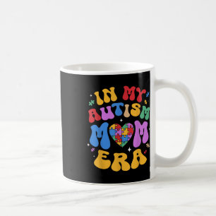 Taza De Café Mi autismo mamá Autismo Conciencia Groovy Retro Vi