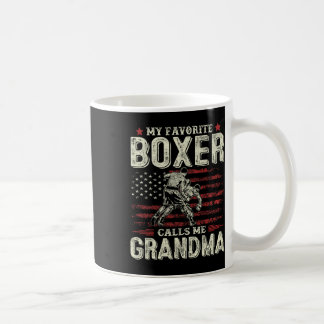 Taza De Café Mi boxeador favorito me llama Abuela Us Flag Boxer