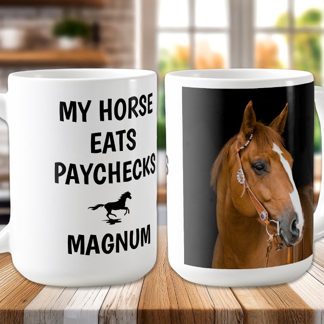 Taza De Café Mi caballo come cheques - Amante ecuestre del caba (Subido por el creador)