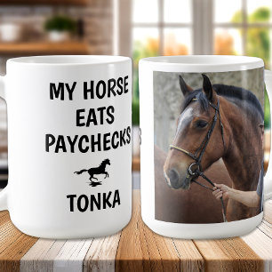 Taza De Café Mi caballo come cheques - Gracioso amante de los c