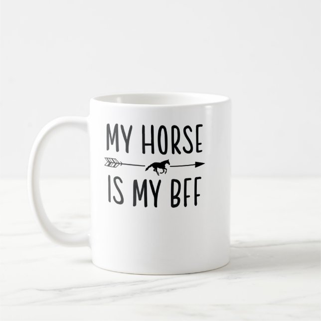 Taza De Café Mi Caballo Es Mi BFF - Caballo Montando Camiseta (Izquierda)