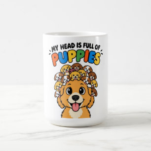 Taza De Café Mi Cabeza Está Llena de Cachorros Dibujo Divertido