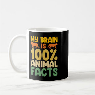 Taza De Café Mi Cerebro Es 100 Hechos Animales Animales Amante 