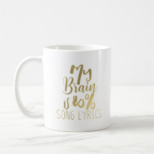 Taza De Café Mi cerebro es 80% letras de canciones Personalizad