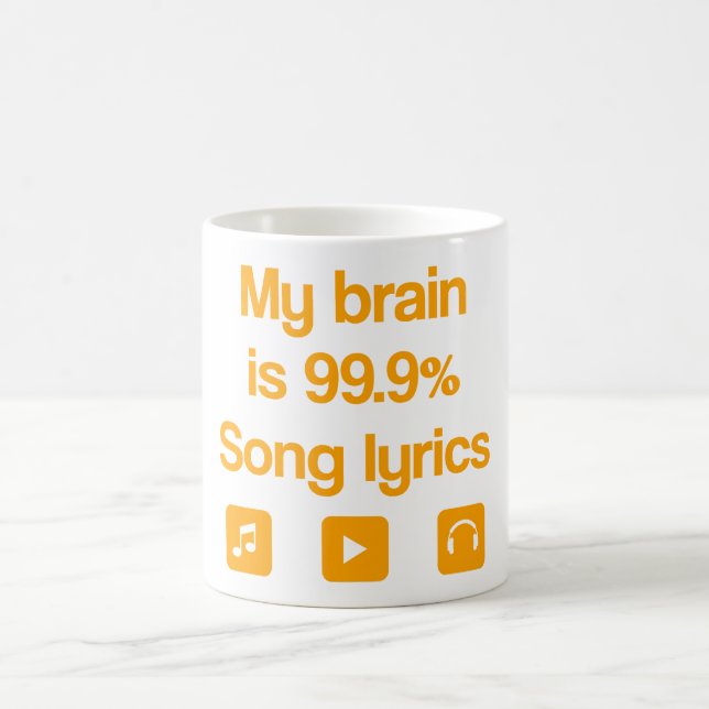 Taza De Café Mi cerebro es 99.9% de letras de canciones (Centro)