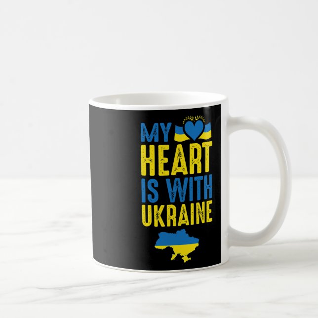 Taza De Café Mi corazón está con Ucrania  (Derecha)