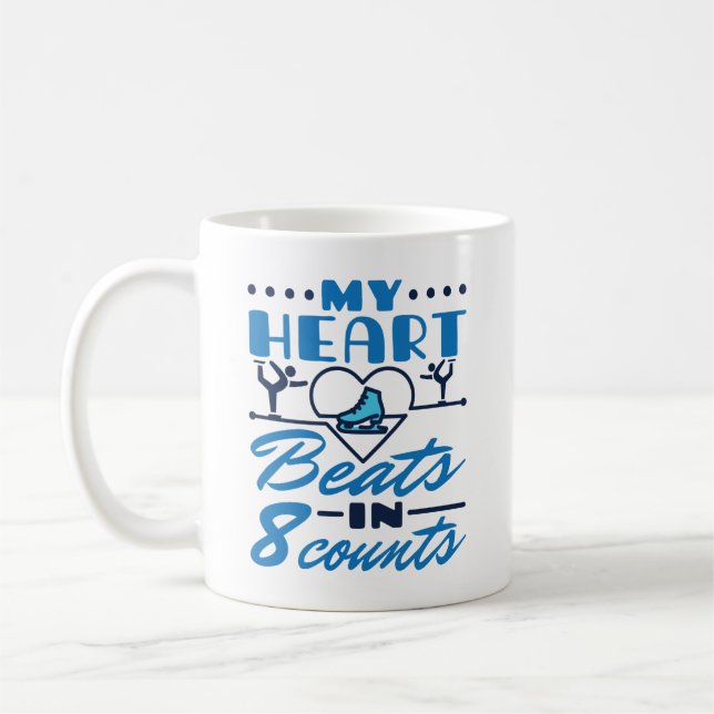 Taza De Café Mi corazón late en 8 contadores de patinaje artíst (Izquierda)