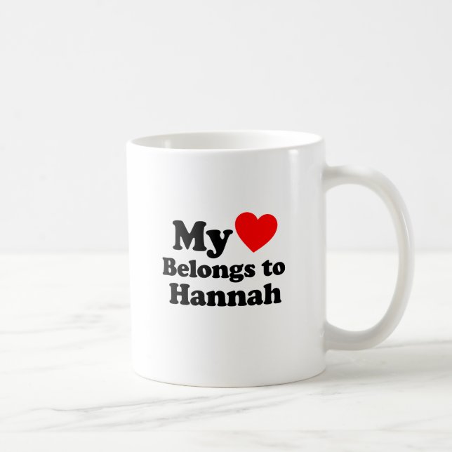 Taza De Café Mi corazón pertenece a Hannah (Derecha)