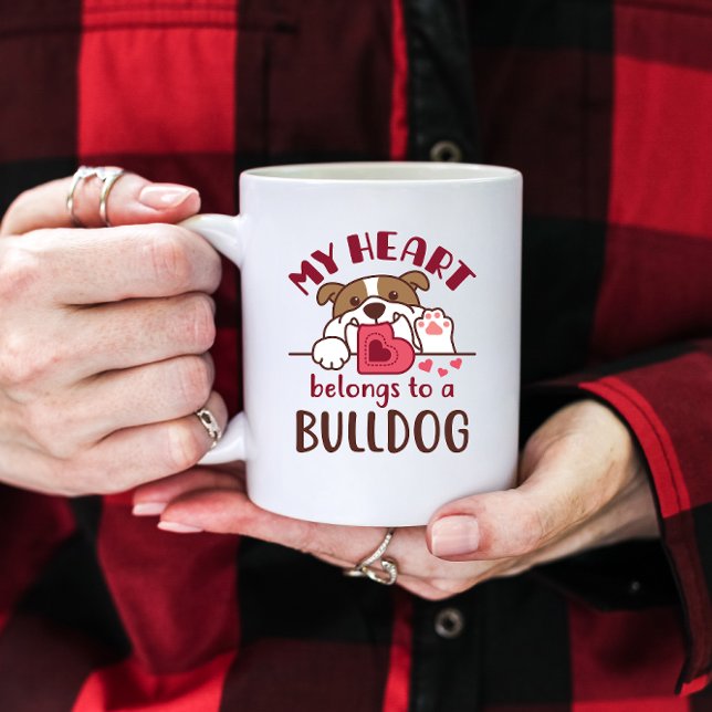 Taza De Café Mi corazón pertenece a un Bulldog (Subido por el creador)
