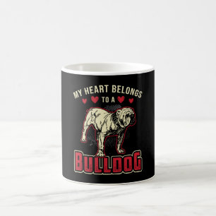 Taza De Café Mi Corazón Pertenece A Un Bulldog De Perro Vintage