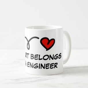 Taza De Café Mi corazón pertenece a un ingeniero lindo tazón de