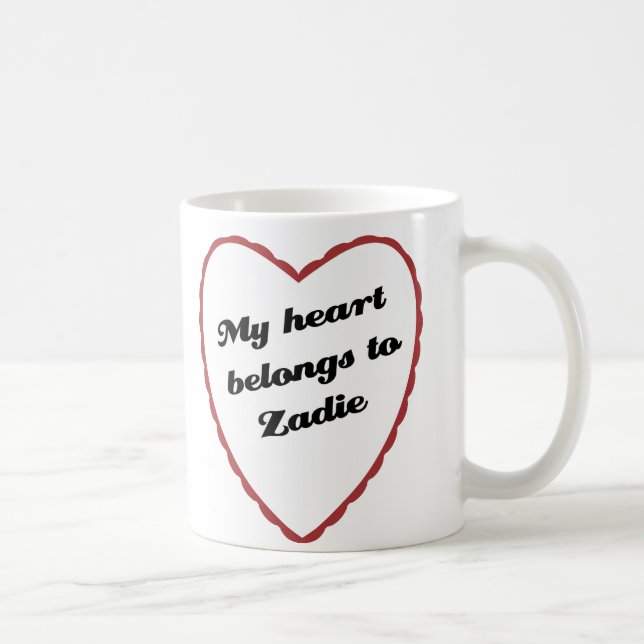 Taza De Café Mi corazón pertenece a Zadie (Derecha)